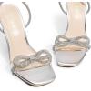 DREAM PAIRS Women’s Double Bowknots Crystal Sandals Clear Slingback Heels Square Toe Shoes for Party Wedding(Silver)