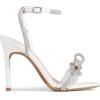 DREAM PAIRS Women’s Double Bowknots Crystal Sandals Clear Slingback Heels Square Toe Shoes for Party Wedding(White)