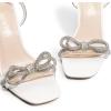 DREAM PAIRS Women’s Double Bowknots Crystal Sandals Clear Slingback Heels Square Toe Shoes for Party Wedding(White)