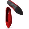DREAM PAIRS Women’s Dress Pointed Toe Flats Ballet Comfort Soft Slip On Casual Flat Shoes for Work Office Business(Red-knit)