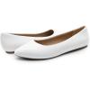DREAM PAIRS Women’s Dress Pointed Toe Flats Ballet Comfort Soft Slip On Casual Flat Shoes for Work Office Business(White/Pu)
