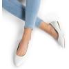 DREAM PAIRS Women’s Dress Pointed Toe Flats Ballet Comfort Soft Slip On Casual Flat Shoes for Work Office Business(White/Pu)