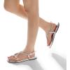 DREAM PAIRS Women’s Flat Sandals Fashion Rhinestone Flat Sandals with Ankle Strap for Summers Dress Casual(Silver)