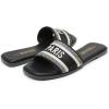 DREAM PAIRS Women’s Flat Sandals Slip On Slides Sandals Square Open Toe Jacquard Braided Fashion Slides Casual Beach Slippers for Summer(All Black)