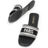DREAM PAIRS Women’s Flat Sandals Slip On Slides Sandals Square Open Toe Jacquard Braided Fashion Slides Casual Beach Slippers for Summer(All Black)
