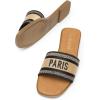DREAM PAIRS Women’s Flat Sandals Slip On Slides Sandals Square Open Toe Jacquard Braided Fashion Slides Casual Beach Slippers for Summer(Black)