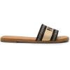 DREAM PAIRS Women’s Flat Sandals Slip On Slides Sandals Square Open Toe Jacquard Braided Fashion Slides Casual Beach Slippers for Summer(Black)