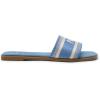 DREAM PAIRS Women’s Flat Sandals Slip On Slides Sandals Square Open Toe Jacquard Braided Fashion Slides Casual Beach Slippers for Summer(Denim-canvas)