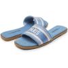 DREAM PAIRS Women’s Flat Sandals Slip On Slides Sandals Square Open Toe Jacquard Braided Fashion Slides Casual Beach Slippers for Summer(Denim-canvas)