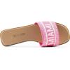DREAM PAIRS Women’s Flat Sandals Slip On Slides Sandals Square Open Toe Jacquard Braided Fashion Slides Casual Beach Slippers for Summer(Hot Pink-knit)