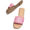 DREAM PAIRS Women’s Flat Sandals Slip On Slides Sandals Square Open Toe Jacquard Braided Fashion Slides Casual Beach Slippers for Summer(Hot Pink-knit)