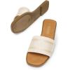DREAM PAIRS Women’s Flat Sandals Slip On Slides Sandals Square Open Toe Jacquard Braided Fashion Slides Casual Beach Slippers for Summer(Nude)