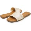 DREAM PAIRS Women’s Flat Sandals Slip On Slides Sandals Square Open Toe Jacquard Braided Fashion Slides Casual Beach Slippers for Summer(Nude)
