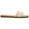 DREAM PAIRS Women’s Flat Sandals Slip On Slides Sandals Square Open Toe Jacquard Braided Fashion Slides Casual Beach Slippers for Summer(Nude-knit)