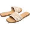 DREAM PAIRS Women’s Flat Sandals Slip On Slides Sandals Square Open Toe Jacquard Braided Fashion Slides Casual Beach Slippers for Summer(Nude-knit)
