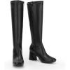 DREAM PAIRS Women’s Gogo Boots Square Toe Chunky Wide Calf Knee High Boots For Women(Black/Pu)