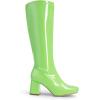 DREAM PAIRS Women’s Gogo Boots Square Toe Chunky Wide Calf Knee High Boots For Women(Green-pat)