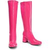 DREAM PAIRS Women’s Gogo Boots Square Toe Chunky Wide Calf Knee High Boots For Women(Hot Pink-pat)