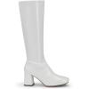 DREAM PAIRS Women’s Gogo Boots Square Toe Chunky Wide Calf Knee High Boots For Women(White/Patent/Pu)