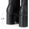 DREAM PAIRS Women’s Gogo Boots Square Toe Side Zipper Chunky Heel Knee High Boots For Women(Black)