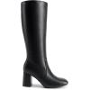 DREAM PAIRS Women’s Gogo Boots Square Toe Side Zipper Chunky Heel Knee High Boots For Women(Black)