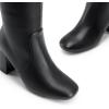 DREAM PAIRS Women’s Gogo Boots Square Toe Side Zipper Chunky Heel Knee High Boots For Women(Black)
