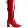 DREAM PAIRS Women’s Gogo Boots Square Toe Side Zipper Chunky Heel Knee High Boots For Women(Red)