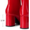 DREAM PAIRS Women’s Gogo Boots Square Toe Side Zipper Chunky Heel Knee High Boots For Women(Red)