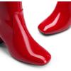 DREAM PAIRS Women’s Gogo Boots Square Toe Side Zipper Chunky Heel Knee High Boots For Women(Red)