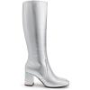 DREAM PAIRS Women’s Gogo Boots Square Toe Side Zipper Chunky Heel Knee High Boots For Women(Silver)