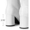 DREAM PAIRS Women’s Gogo Boots Square Toe Side Zipper Chunky Heel Knee High Boots For Women(White)