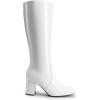 DREAM PAIRS Women’s Gogo Boots Square Toe Side Zipper Chunky Heel Knee High Boots For Women(White)