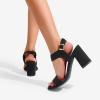 DREAM PAIRS Women’s High Chunky Heels Square Toe Block Ankle Strap Dress Comfort Sandals(Black-nubuck)