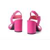 DREAM PAIRS Women’s High Chunky Heels Square Toe Block Ankle Strap Dress Comfort Sandals(Hot Pink-suede)