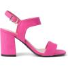 DREAM PAIRS Women’s High Chunky Heels Square Toe Block Ankle Strap Dress Comfort Sandals(Hot Pink-suede)
