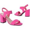 DREAM PAIRS Women’s High Chunky Heels Square Toe Block Ankle Strap Dress Comfort Sandals(Hot Pink-suede)