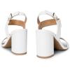DREAM PAIRS Women’s High Chunky Heels Square Toe Block Ankle Strap Dress Comfort Sandals(White)