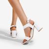 DREAM PAIRS Women’s High Chunky Heels Square Toe Block Ankle Strap Dress Comfort Sandals(White)