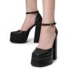 DREAM PAIRS Women’s High Chunky Platform Closed Toe Block Heels Square Toe Ankle Strap Dress Wedding Party Pumps Shoes Aurelia(Black)