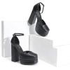 DREAM PAIRS Women’s High Chunky Platform Closed Toe Block Heels Square Toe Ankle Strap Dress Wedding Party Pumps Shoes Aurelia(Black)