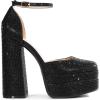 DREAM PAIRS Women’s High Chunky Platform Closed Toe Block Heels Square Toe Ankle Strap Dress Wedding Party Pumps Shoes Aurelia(Black-rhinestone)