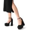 DREAM PAIRS Women’s High Chunky Platform Closed Toe Block Heels Square Toe Ankle Strap Dress Wedding Party Pumps Shoes Aurelia(Black-rhinestone)