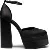 DREAM PAIRS Women’s High Chunky Platform Closed Toe Block Heels Square Toe Ankle Strap Dress Wedding Party Pumps Shoes Aurelia(Black-satin)