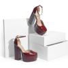 DREAM PAIRS Women’s High Chunky Platform Closed Toe Block Heels Square Toe Ankle Strap Dress Wedding Party Pumps Shoes Aurelia(Burgundy)