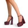 DREAM PAIRS Women’s High Chunky Platform Closed Toe Block Heels Square Toe Ankle Strap Dress Wedding Party Pumps Shoes Aurelia(Burgundy)