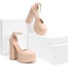 DREAM PAIRS Women’s High Chunky Platform Closed Toe Block Heels Square Toe Ankle Strap Dress Wedding Party Pumps Shoes Aurelia(Nude)