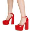 DREAM PAIRS Women’s High Chunky Platform Closed Toe Block Heels Square Toe Ankle Strap Dress Wedding Party Pumps Shoes Aurelia(Red-pat)