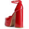 DREAM PAIRS Women’s High Chunky Platform Closed Toe Block Heels Square Toe Ankle Strap Dress Wedding Party Pumps Shoes Aurelia(Red-pat)