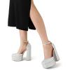 DREAM PAIRS Women’s High Chunky Platform Closed Toe Block Heels Square Toe Ankle Strap Dress Wedding Party Pumps Shoes Aurelia(Silver-rhinestone)