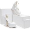DREAM PAIRS Women’s High Chunky Platform Closed Toe Block Heels Square Toe Ankle Strap Dress Wedding Party Pumps Shoes Aurelia(White)